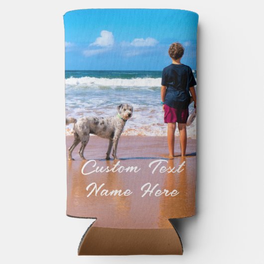 カスタム写真クーラーボックスお客様の写真と文字 スリム缶クーラー (裏面)