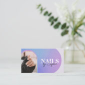 カスタム写真グリッターきらめく爪、 ネイル美しいサロン 名刺 (スタンド正面)