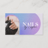 カスタム写真グリッターきらめく爪、 ネイル美しいサロン 名刺 (正面)