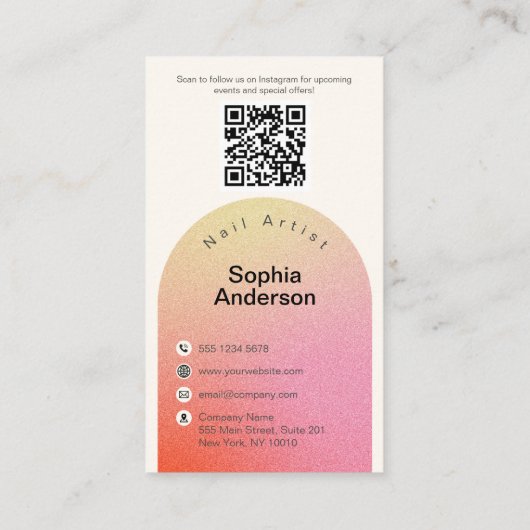 カスタム写真グリッターきらめく爪、 ネイル美しいサロン 名刺 (裏面)