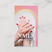 カスタム写真グリッターきらめく爪、 ネイル美しいサロン 名刺 (正面)