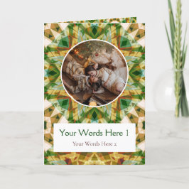 カスタム写真グリーティンググリーンブラウンのクリスマススター シーズンカード