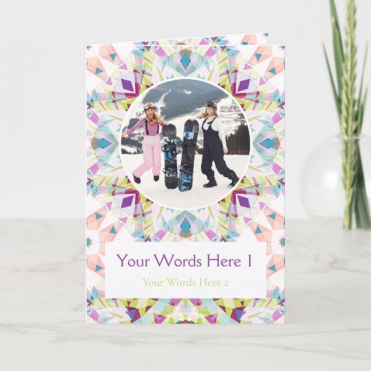 カスタム写真グリーティングパープルスタークリスマスカード シーズンカード (正面)