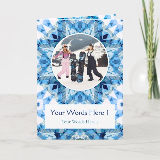 カスタム写真グリーティングブルースタークリスマスカード シーズンカード (正面)