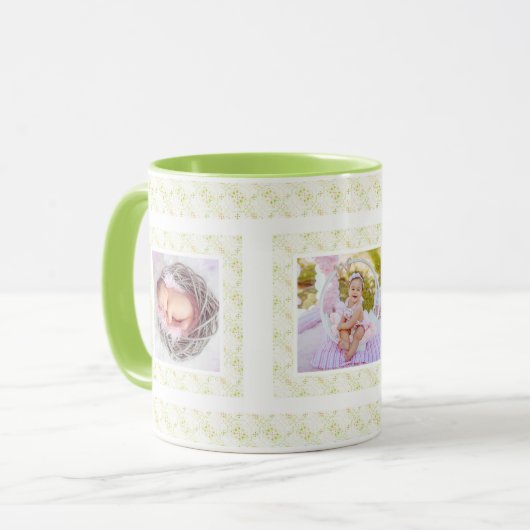 カスタム写真グリーンパターン母の日ママ母ママ マグカップ (正面左)