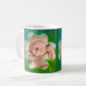 カスタム写真グリーンSt. Patrick's 4Leaf Shamrock コーヒーマグカップ (正面左)