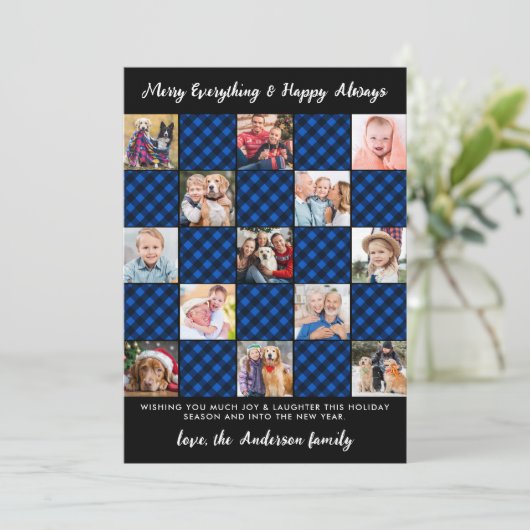 カスタム写真コラージパッチワーククリスマスプレイド シーズンカード (スタンド正面)