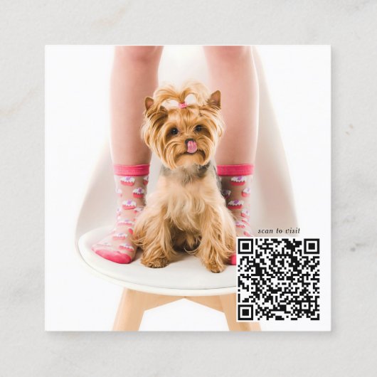 カスタム写真コラージモノグラムドッグソーシャルメディア スクエア名刺 (裏面)