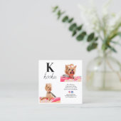 カスタム写真コラージモノグラムドッグソーシャルメディア スクエア名刺 (スタンド正面)