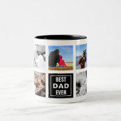 カスタム写真コラージュとパパ文字マス ツートーンマグカップ (中央)