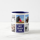 カスタム写真コラージュとパパ文字マス ツートーンマグカップ (中央)