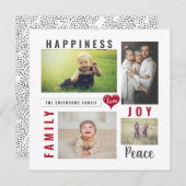 カスタム写真コラージュとラブジョイピースファミリー シーズンカード (正面/裏面)