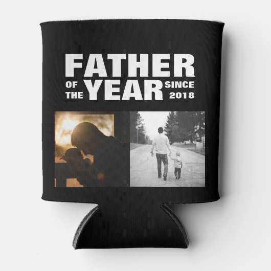 カスタム写真コラージュの父の年の黒 缶クーラー (正面)