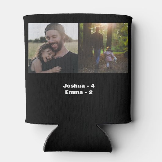 カスタム写真コラージュの父の年の黒 缶クーラー (裏面)