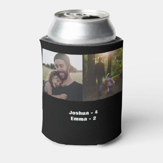 カスタム写真コラージュの父の年の黒 缶クーラー (缶裏面)