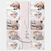 カスタム写真コラージュスクモダンリプトファミリーモノグラム フリースブランケット (正面)