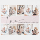 カスタム写真コラージュスクモダンリプトファミリーモノグラム フリースブランケット (正面(横))