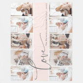 カスタム写真コラージュスクモダンリプトファミリーモノグラム フリースブランケット (正面)