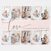 カスタム写真コラージュスクモダンリプトファミリーモノグラム フリースブランケット (正面(横))