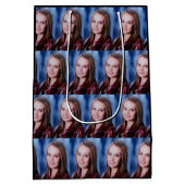 カスタム写真コラージュパーソナライズされた ミディアムペーパーバッグ (裏面)