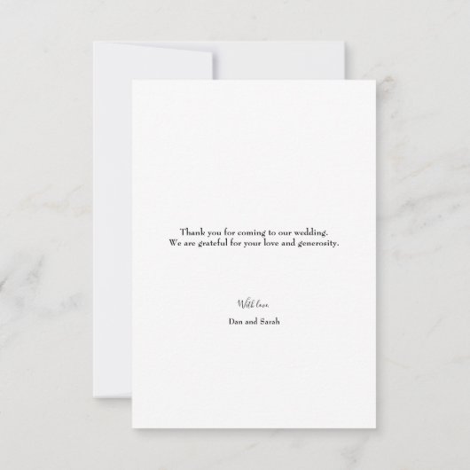 カスタム写真コラージュモダンの結婚黒板 サンキューカード (裏面)