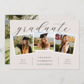 カスタム写真コラージュ卒業発表カード 案内状 (正面/裏面)