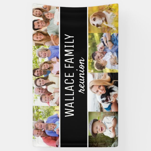 カスタム写真コラージュ名家族懇親会 横断幕 (縦)