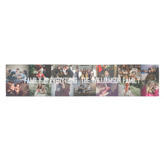 カスタム写真コラージュ名家族14枚の写真 ショートテーブルランナー (横)