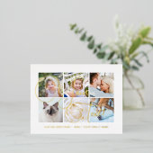 カスタム写真コラージュ実在ホイル書道カード 箔シーズンポストカード (立ち正面)