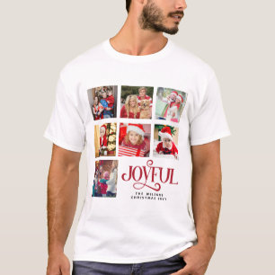 カスタム写真コラージュ家族の名前クリスマスメニュー Tシャツ
