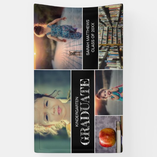 カスタム写真コラージュ幼稚園卒業 横断幕 (縦)