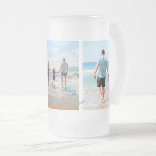 カスタム写真コラージュ文字ご家族の写真ギフト フロストグラスビールジョッキ (正面右)