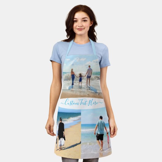 カスタム写真コラージュ文字エプロンあなたの写真ギフト エプロン (着用した状態)