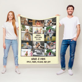 カスタム写真コラージュ新年のプレゼント フリースブランケット