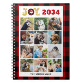 カスタム写真コラージュ犬の愛赤バッファロープレイド ノートブック (正面)