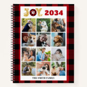 カスタム写真コラージュ犬の愛赤バッファロープレイド ノートブック (正面)