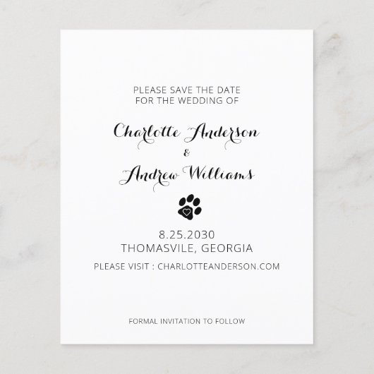 カスタム写真コラージュ犬の日付カードを保存 (裏面)