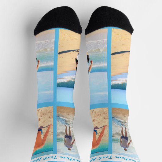 カスタム写真コラージュ靴下あなたの写真と文字 ソックス (上部)