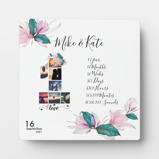 カスタム写真コラージュ1周年彼氏 フォトプラーク (正面)