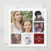 カスタム写真コラージュ10枚フォトレッドモノグラム シーズンカード (裏面)