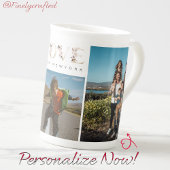 カスタム写真コラージュ6枚の写真と文字 ボーンチャイナマグカップ