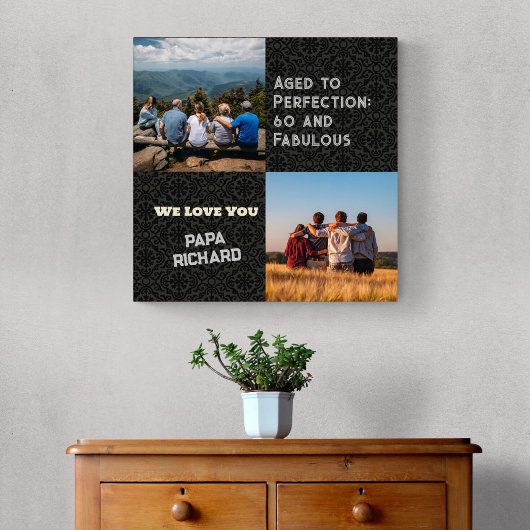 カスタム写真コラージュ60誕生日ギフト男性へ キャンバスプリント