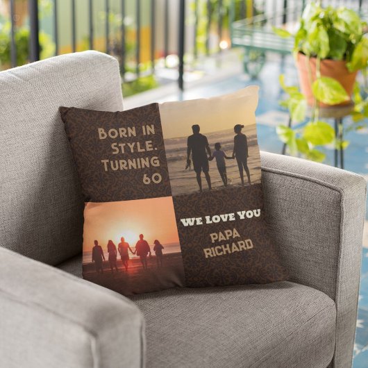 カスタム写真コラージュ60誕生日ギフト男性へ クッション