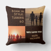 カスタム写真コラージュ60誕生日ギフト男性へ クッション (裏面)