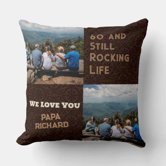 カスタム写真コラージュ60誕生日ギフト男性へ クッション (正面)
