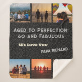 カスタム写真コラージュ60誕生日ギフト男性へ シェルパブランケット (正面)