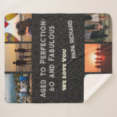 カスタム写真コラージュ60誕生日ギフト男性へ シェルパブランケット (正面(横))