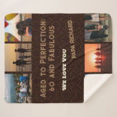 カスタム写真コラージュ60誕生日ギフト男性へ シェルパブランケット (正面(横))