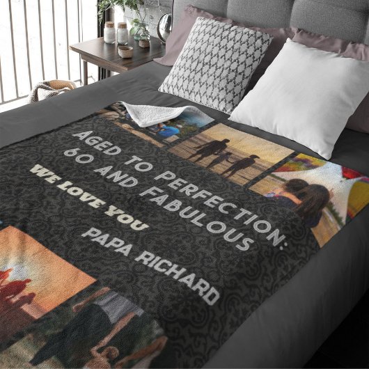 カスタム写真コラージュ60誕生日ギフト男性へ シェルパブランケット
