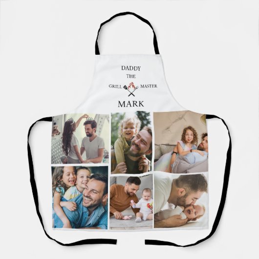 カスタム写真コラージュ・ダディ・ザ・グリル・マスター・ファーザー エプロン (正面)